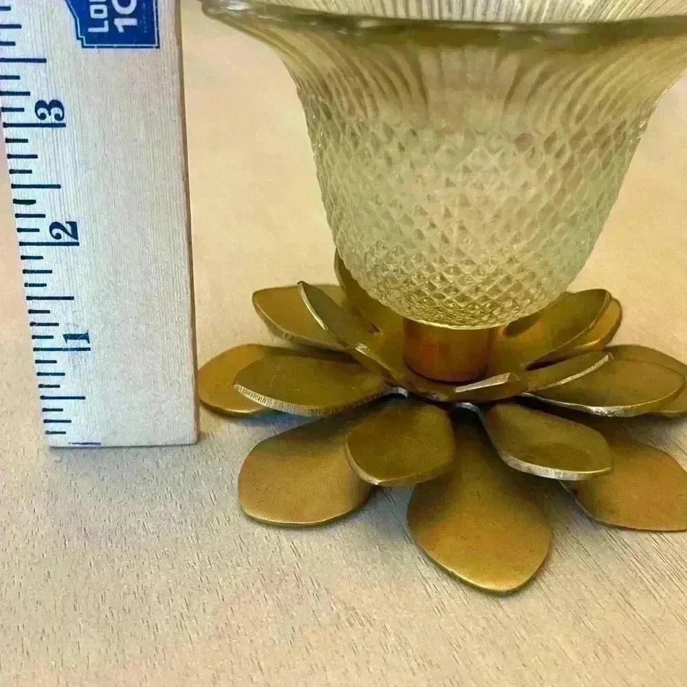 Solid Brass Floral Lotus Candleholder - Picture 6 of 6